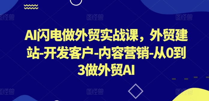 AI闪电做外贸实战课，​外贸建站-开发客户-内容营销-从0到3做外贸AI-狼哥资源库