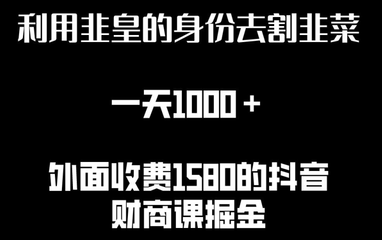 利用非皇的身份去割韭菜，一天1000+(附详细资源)【揭秘】-创业项目致富网、狼哥项目资源库