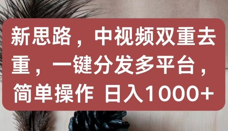 新思路，中视频双重去重，一键分发多平台，简单操作，日入1000+【揭秘】-狼哥资源库