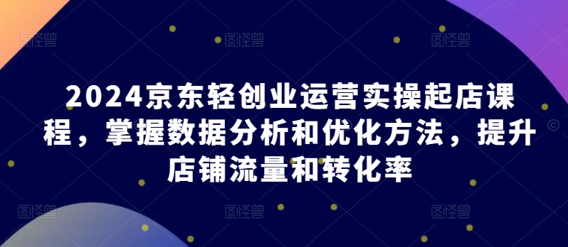 2024京东轻创业运营实操起店课程，掌握数据分析和优化方法，提升店铺流量和转化率-狼哥资源库