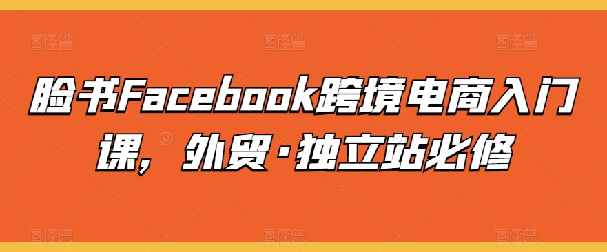 脸书Facebook跨境电商入门课，外贸·独立站必修-创业项目致富网、狼哥项目资源库