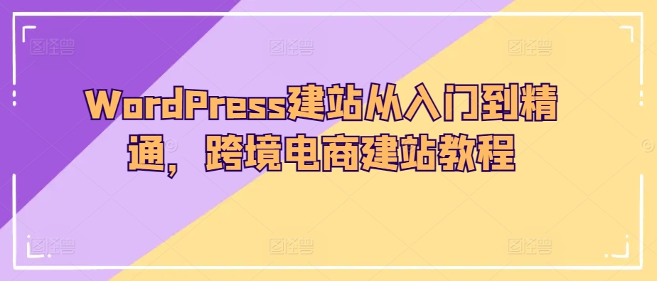 WordPress建站从入门到精通，跨境电商建站教程-狼哥资源库