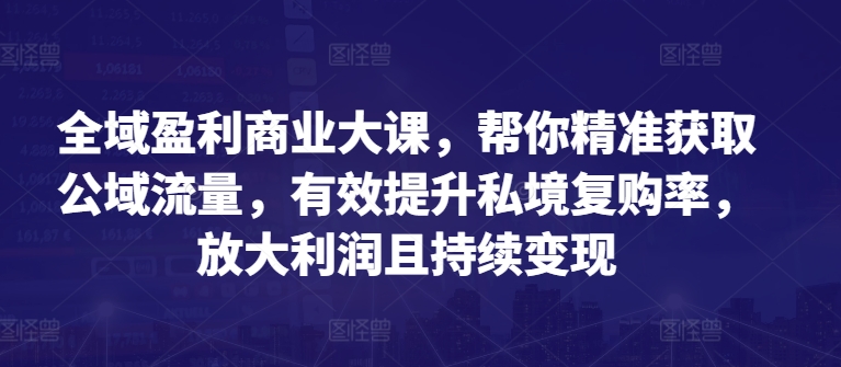 全域盈利商业大课，帮你精准获取公域流量，有效提升私境复购率，放大利润且持续变现-狼哥资源库