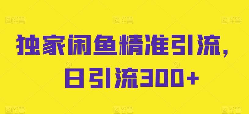 独家闲鱼精准引流，日引流300+【揭秘】-狼哥资源库