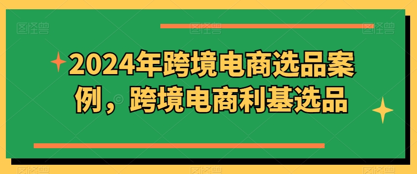 2024年跨境电商选品案例，跨境电商利基选品-狼哥资源库