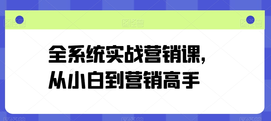 全系统实战营销课，从小白到营销高手-狼哥资源库