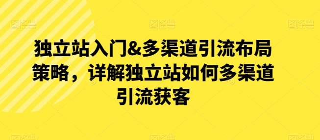 独立站入门&多渠道引流布局策略，详解独立站如何多渠道引流获客-创业项目致富网、狼哥项目资源库