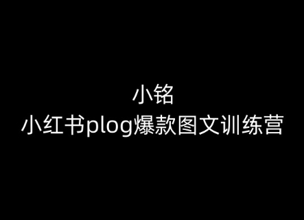 小铭-小红书plog爆款图文训练营，教你从0-1做小红书-狼哥资源库