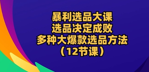 暴利选品大课：选品决定成败，教你多种大爆款选品方法(12节课)-狼哥资源库