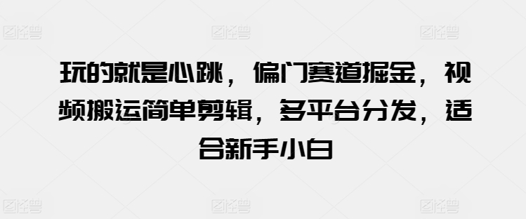 玩的就是心跳，偏门赛道掘金，视频搬运简单剪辑，多平台分发，适合新手小白【揭秘】-创业项目致富网、狼哥项目资源库