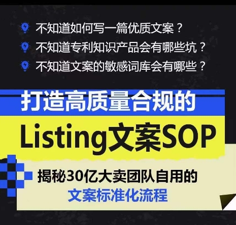 打造高质量合规的Listing文案SOP，掌握亚马逊文案工作的标准化-狼哥资源库