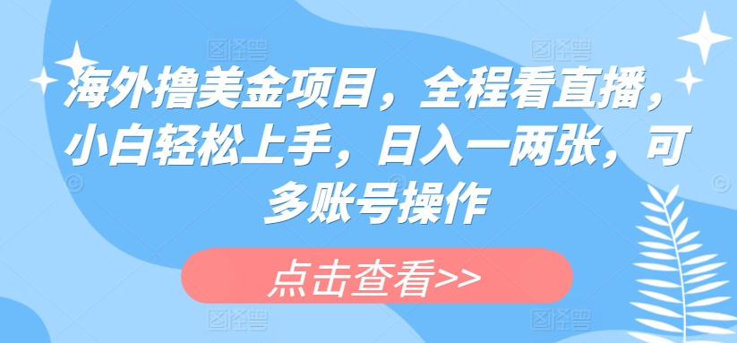 海外撸美金项目，全程看直播，小白轻松上手，日入一两张，可多账号操作【揭秘】-狼哥资源库