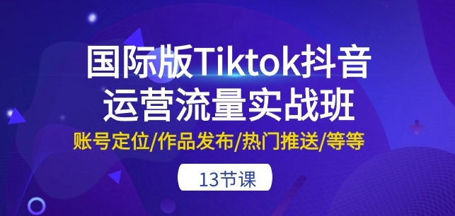 国际版Tiktok抖音运营流量实战班：账号定位/作品发布/热门推送/等等-13节-狼哥资源库