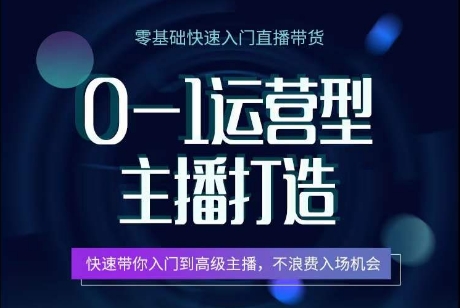 0-1运营型主播打造，​快速带你入门高级主播，不浪费入场机会-狼哥资源库