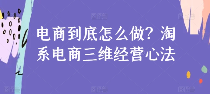 电商到底怎么做？淘系电商三维经营心法-狼哥资源库