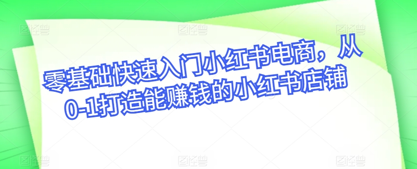 零基础快速入门小红书电商，从0-1打造能赚钱的小红书店铺-狼哥资源库