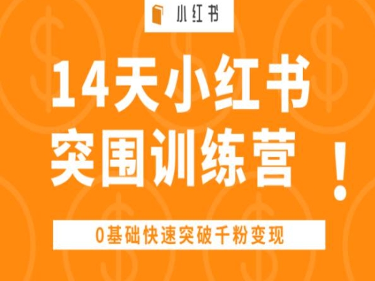 14天小红书突围训练营 ，0基础快速突破千粉变现-狼哥资源库