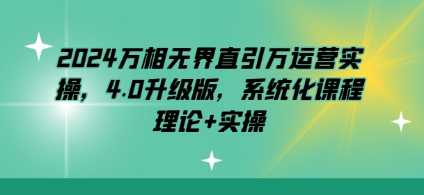 2024万相无界直引万运营实操，4.0升级版，系统化课程 理论+实操-狼哥资源库