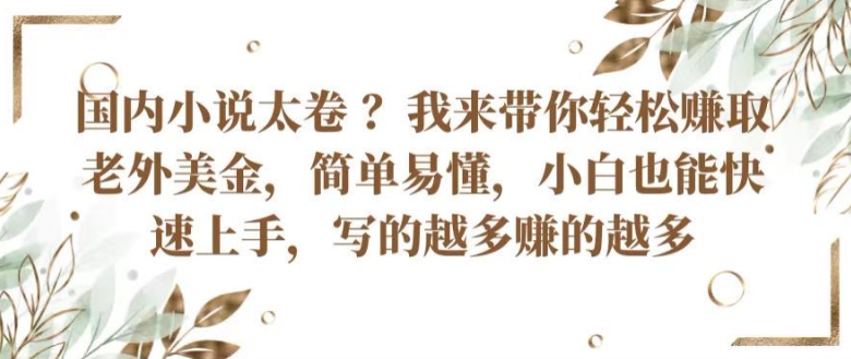 国内小说太卷 ?带你轻松赚取老外美金，简单易懂，小白也能快速上手，写的越多赚的越多【揭秘】-狼哥资源库