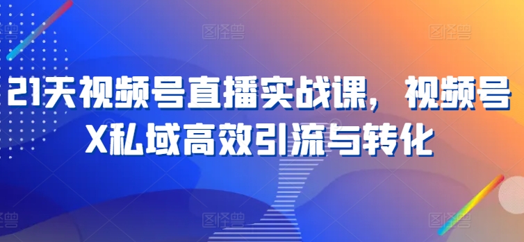 21天视频号直播实战课，视频号X私域高效引流与转化-狼哥资源库