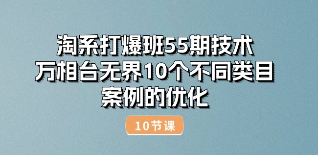 淘系打爆班55期技术：万相台无界10个不同类目案例的优化(10节)-创业项目致富网、狼哥项目资源库