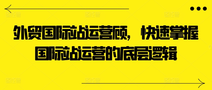 外贸国际站运营顾问，快速掌握国际站运营的底层逻辑-狼哥资源库