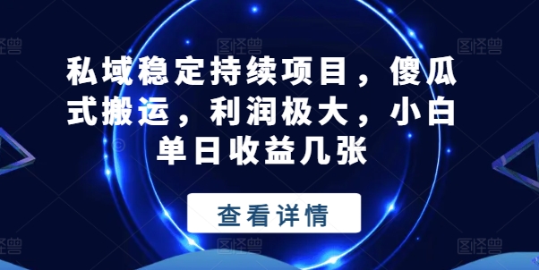 私域稳定持续项目，傻瓜式搬运，利润极大，小白单日收益几张【揭秘】-狼哥资源库