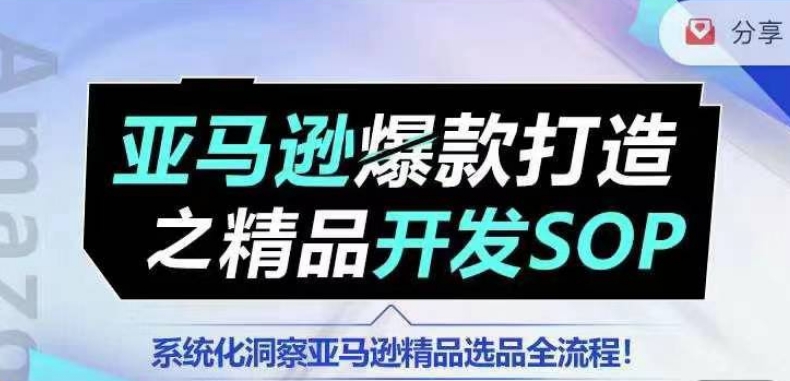 【训练营】亚马逊爆款打造之精品开发SOP，系统化洞察亚马逊精品选品全流程-狼哥资源库