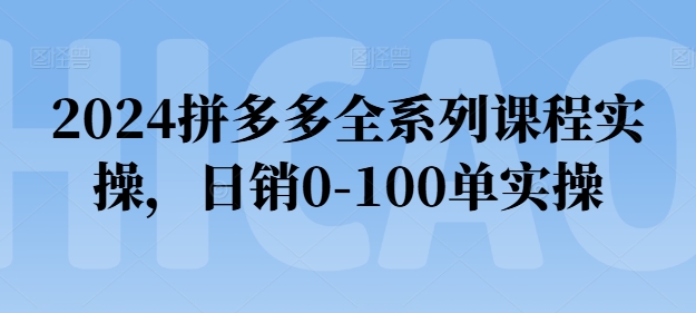 2024拼多多全系列课程实操，日销0-100单实操【必看】-创业项目致富网、狼哥项目资源库