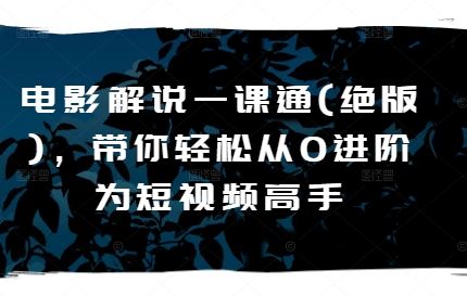 电影解说一课通(绝版)，带你轻松从0进阶为短视频高手-狼哥资源库