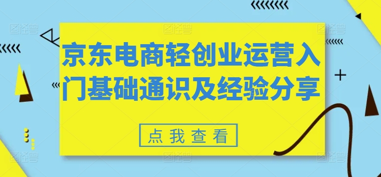 京东电商轻创业运营入门基础通识及经验分享-狼哥资源库