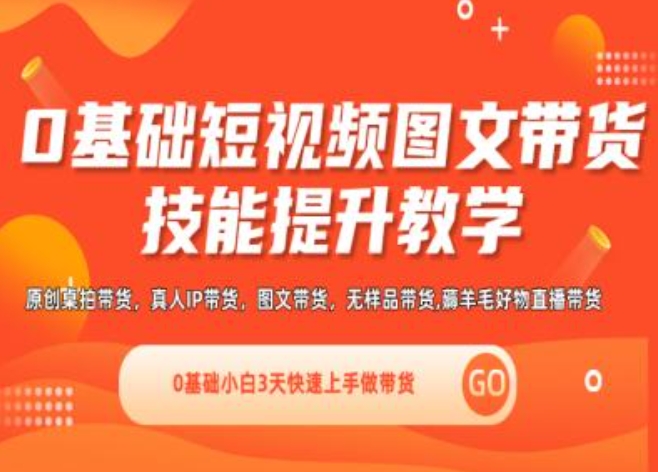 0基础短视频图文带货实操技能提升教学(直播课+视频课),0基础小白3天快速上手做带货-狼哥资源库