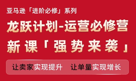 亚马逊进阶必修系列，龙跃计划-运营必修营新课，让卖家实现提升 让单量实现增长-狼哥资源库