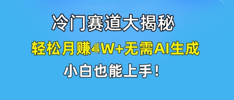 冷门赛道大揭秘，轻松月赚1W+无需AI生成，小白也能上手【揭秘】-创业项目致富网、狼哥项目资源库