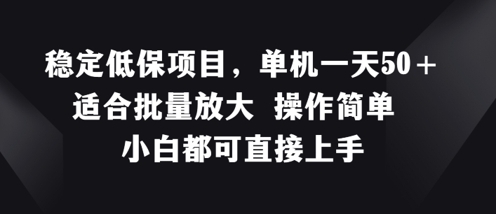 稳定低保项目，单机一天50+适合批量放大 操作简单 小白都可直接上手【揭秘】-狼哥资源库