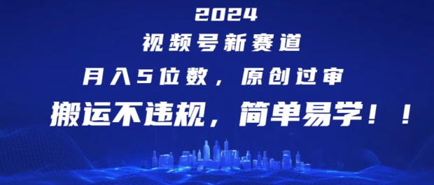 2024视频号新赛道，月入5位数+，原创过审，搬运不违规，简单易学【揭秘】-创业项目致富网、狼哥项目资源库