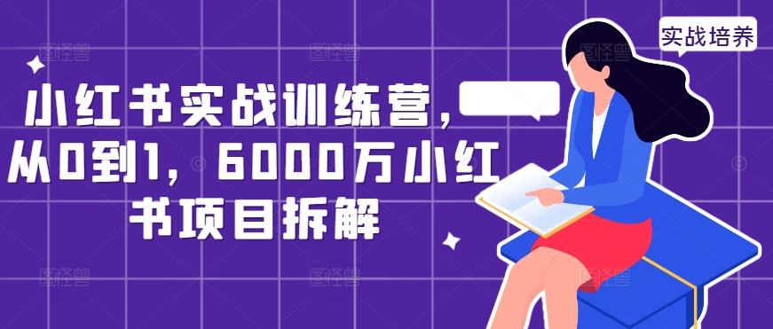 小红书实战训练营，从0到1，6000万小红书项目拆解-狼哥资源库