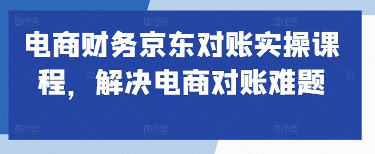 电商财务京东对账实操课程，解决电商对账难题-狼哥资源库