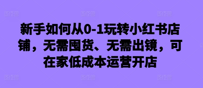 新手如何从0-1玩转小红书店铺，无需囤货、无需出镜，可在家低成本运营开店-狼哥资源库