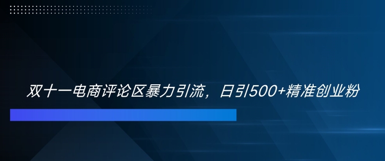 双十一电商评论区暴力引流，日引500+精准创业粉【揭秘】-创业项目致富网、狼哥项目资源库