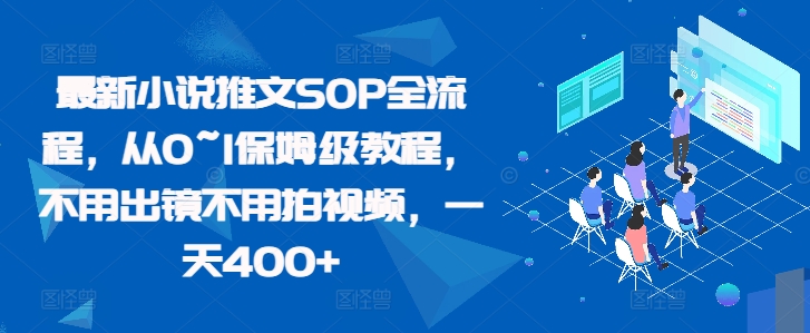 最新小说推文SOP全流程，从0~1保姆级教程，不用出镜不用拍视频，一天400+-创业项目致富网、狼哥项目资源库