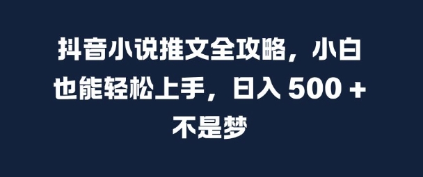 抖音小说推文全攻略，小白也能轻松上手，日入 5张+ 不是梦【揭秘】-创业项目致富网、狼哥项目资源库