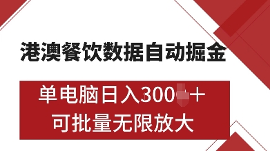 港澳餐饮数据全自动掘金，单电脑日入多张, 可矩阵批量无限操作【揭秘】-创业项目致富网、狼哥项目资源库