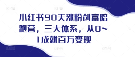 小红书90天涨粉创富陪跑营，​三大体系，从0~1成就百万变现，做小红书的最后一站-创业项目致富网、狼哥项目资源库