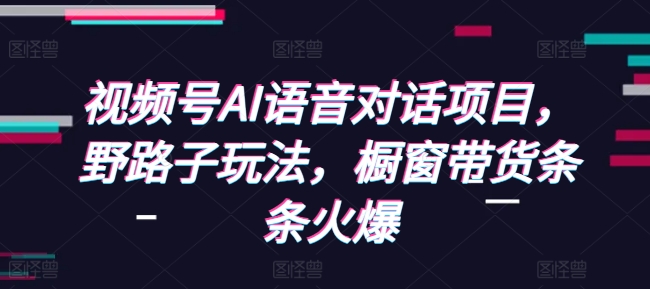 视频号AI语音对话项目，野路子玩法，橱窗带货条条火爆-创业项目致富网、狼哥项目资源库