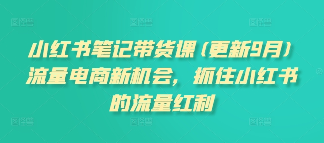 小红书笔记带货课(更新12月)流量电商新机会，抓住小红书的流量红利-创业项目致富网、狼哥项目资源库