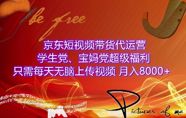 京东短视频带货代运营，学生党、宝妈党超级福利，只需每天无脑上传视频，月入8000+【仅揭秘】-创业项目致富网、狼哥项目资源库