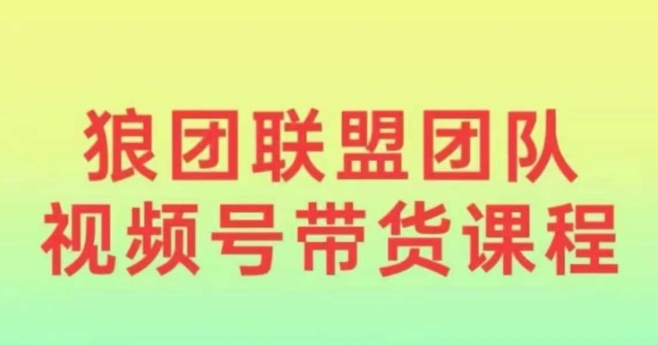 狼团联盟2024视频号带货，0基础小白快速入局视频号-创业项目致富网、狼哥项目资源库