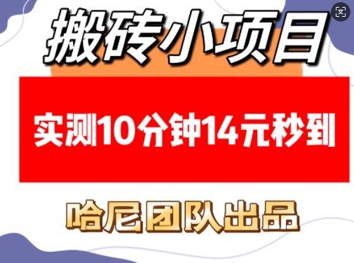 搬砖小项目，实测10分钟14元秒到，每天稳定几张(赠送必看稳定)-创业项目致富网、狼哥项目资源库