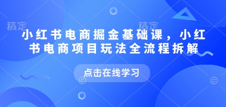 小红书电商掘金课，小红书电商项目玩法全流程拆解-创业项目致富网、狼哥项目资源库